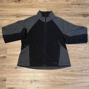 L.L. Bean Classic Black & Gray Polartec Full-Zip Fleece Jacket Size L